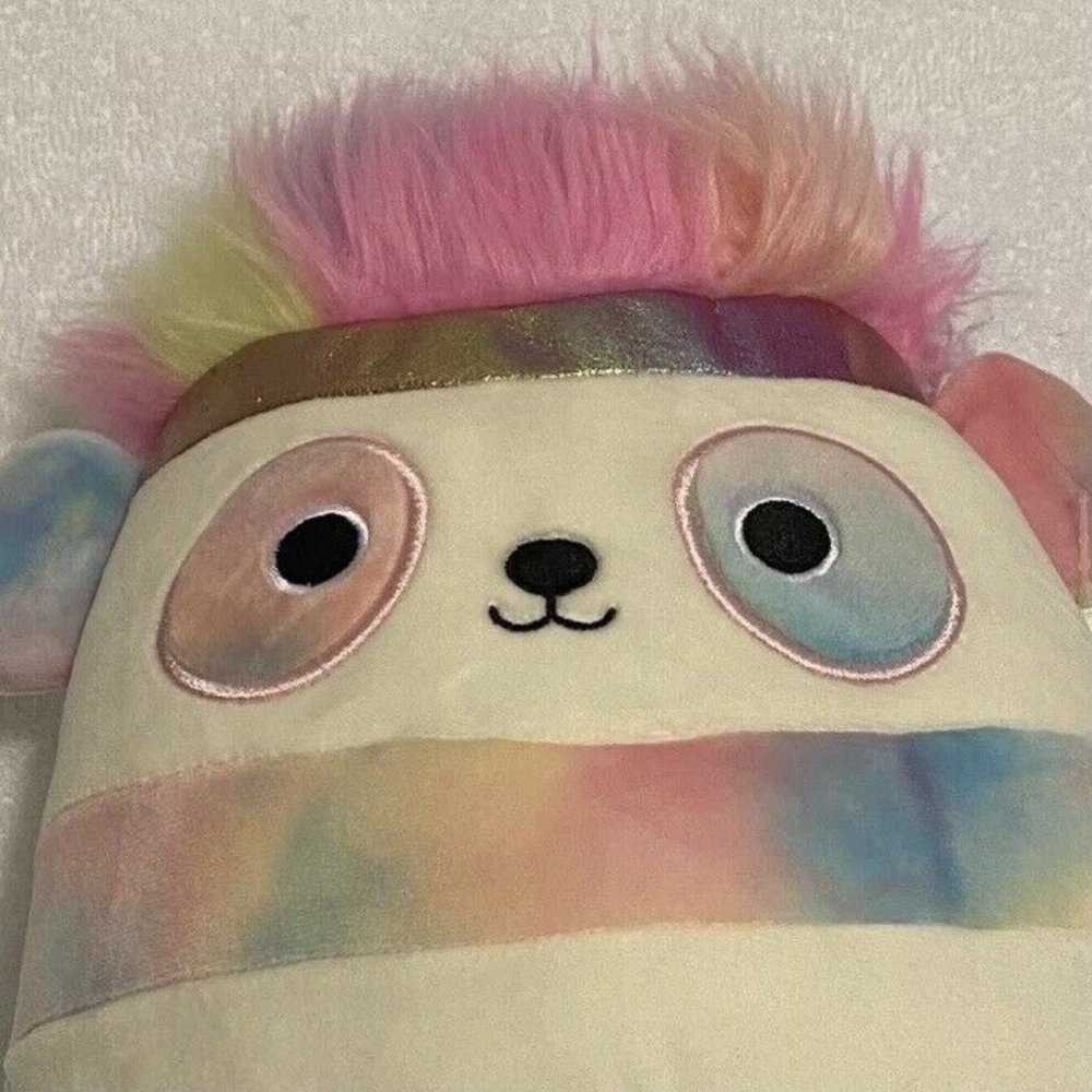 New PEARSON PANDA 8 inch Squishmallow Squish-Doos Plush Toy RAINBOW HAIR